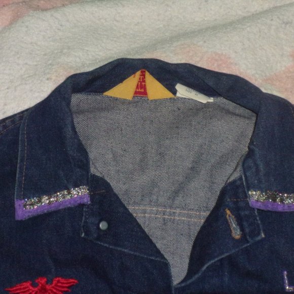 Vintage Rustler Womens XL Dark Blue Denim Jacket with Embroidered Thunderbird - Picture 2 of 15